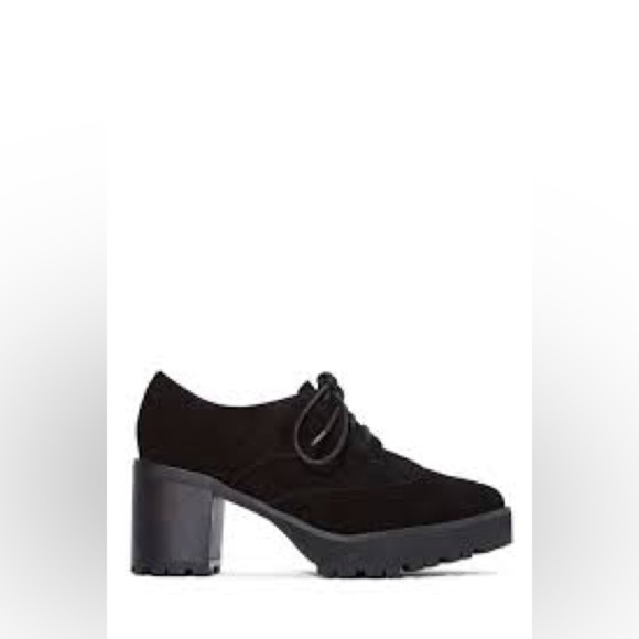 Jeffrey Campbell Havanas last KIDDO black suede block heel Oxford shoes size 7.5 - Picture 1 of 12